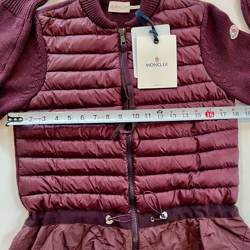 Moncler Burgundy Lightweight Puffer Cardigan Size Small - Picture 10 of 11